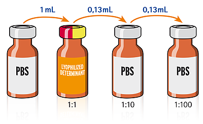 Illustrativt spädningscehma för DAP penicillinallergitest