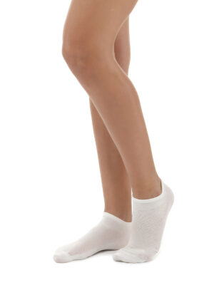 Närbild på DermaSilk undersockar kvinna